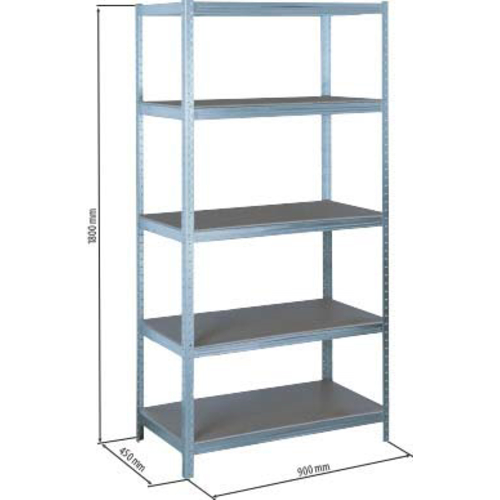 5 etageres 250kg p/etagere+clips bois acier galva STILKER - 09063