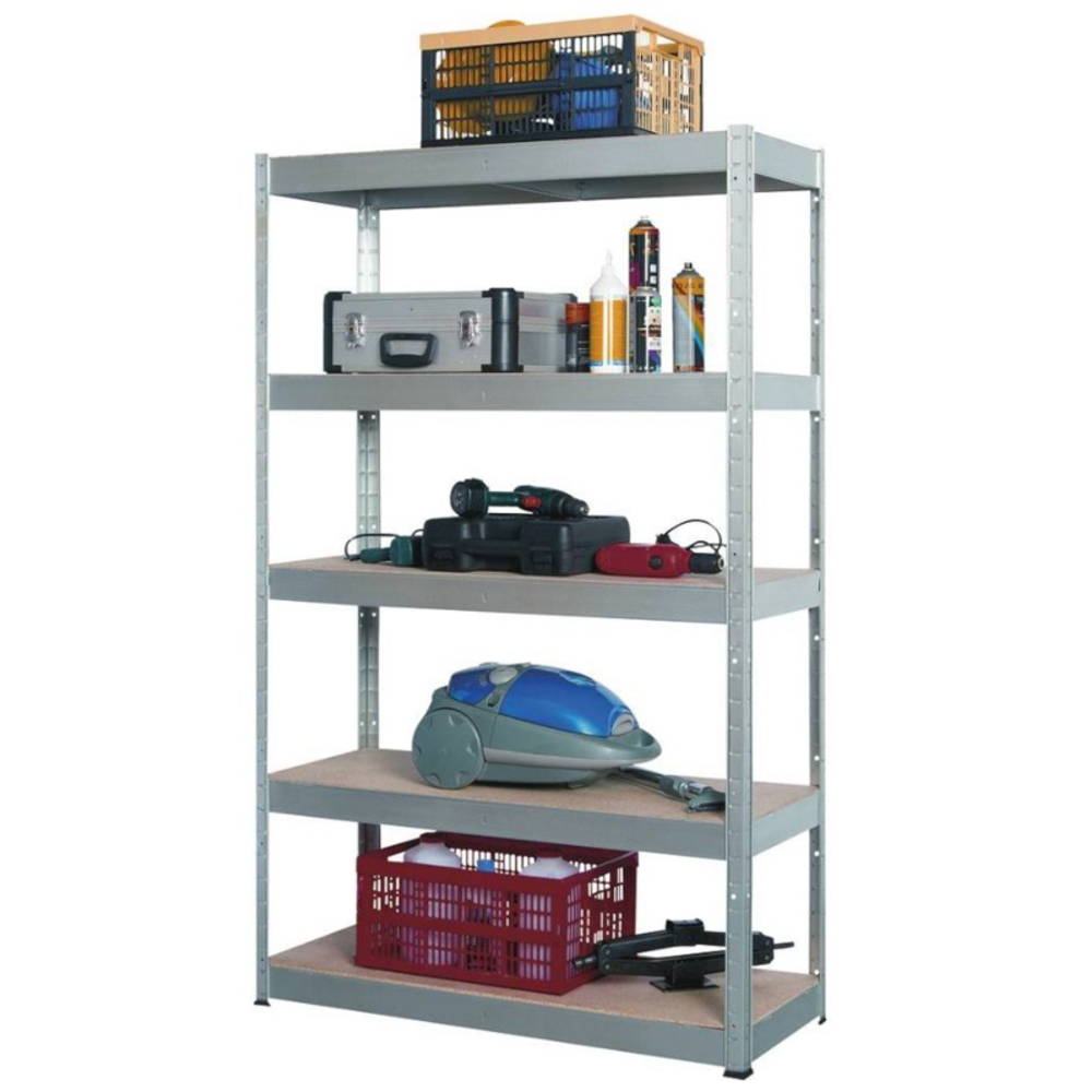 Etagère métallique à emboîter 5 tablettes bois 1800x900x600mm max 2T - 09066