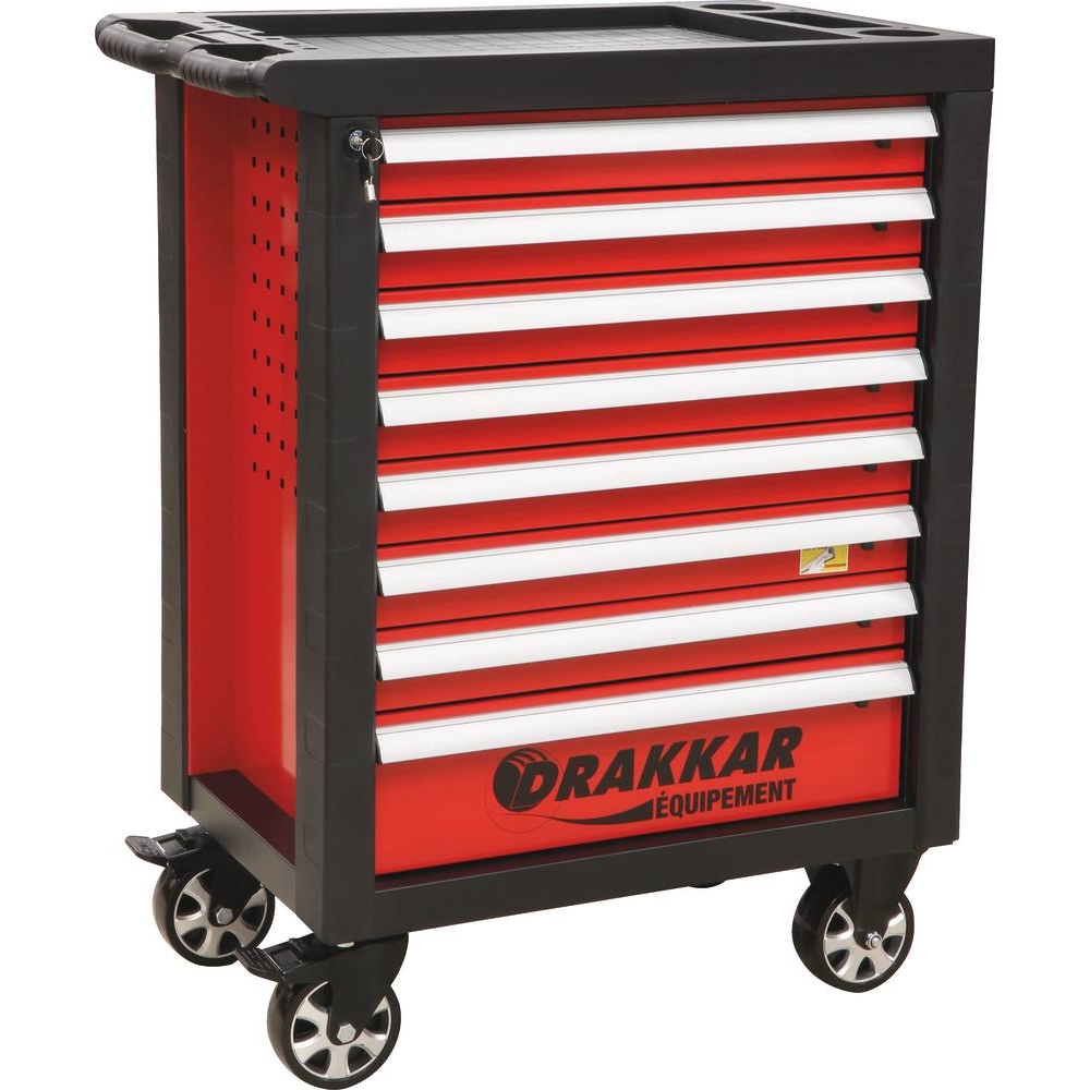 Servante d'atelier 8 tiroirs avec plan de travail en ABS 770x465x970mm DRAKKAR - 09203