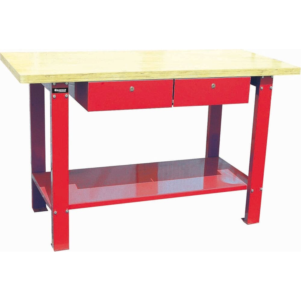 Etabli plateau bois avec 2 tiroirs 1500x640mm 350kg DRAKKAR - 09277