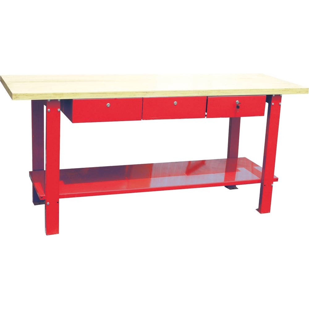 Etabli plateau bois avec 3 tiroirs 2000x640mm 350kg DRAKKAR - 09279
