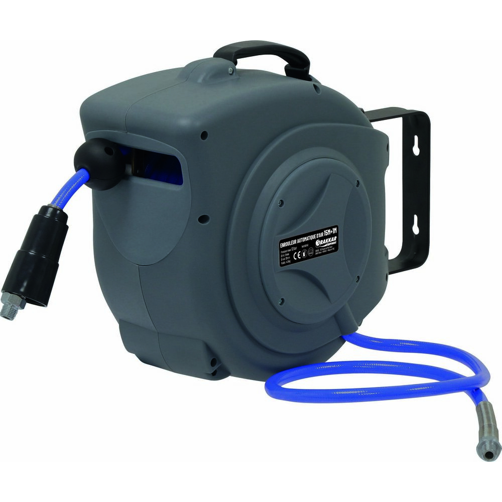 Enrouleur automatique orientable de tuyau d'air polyuréthane 12 bar 8x12mm 15+1m 1/4