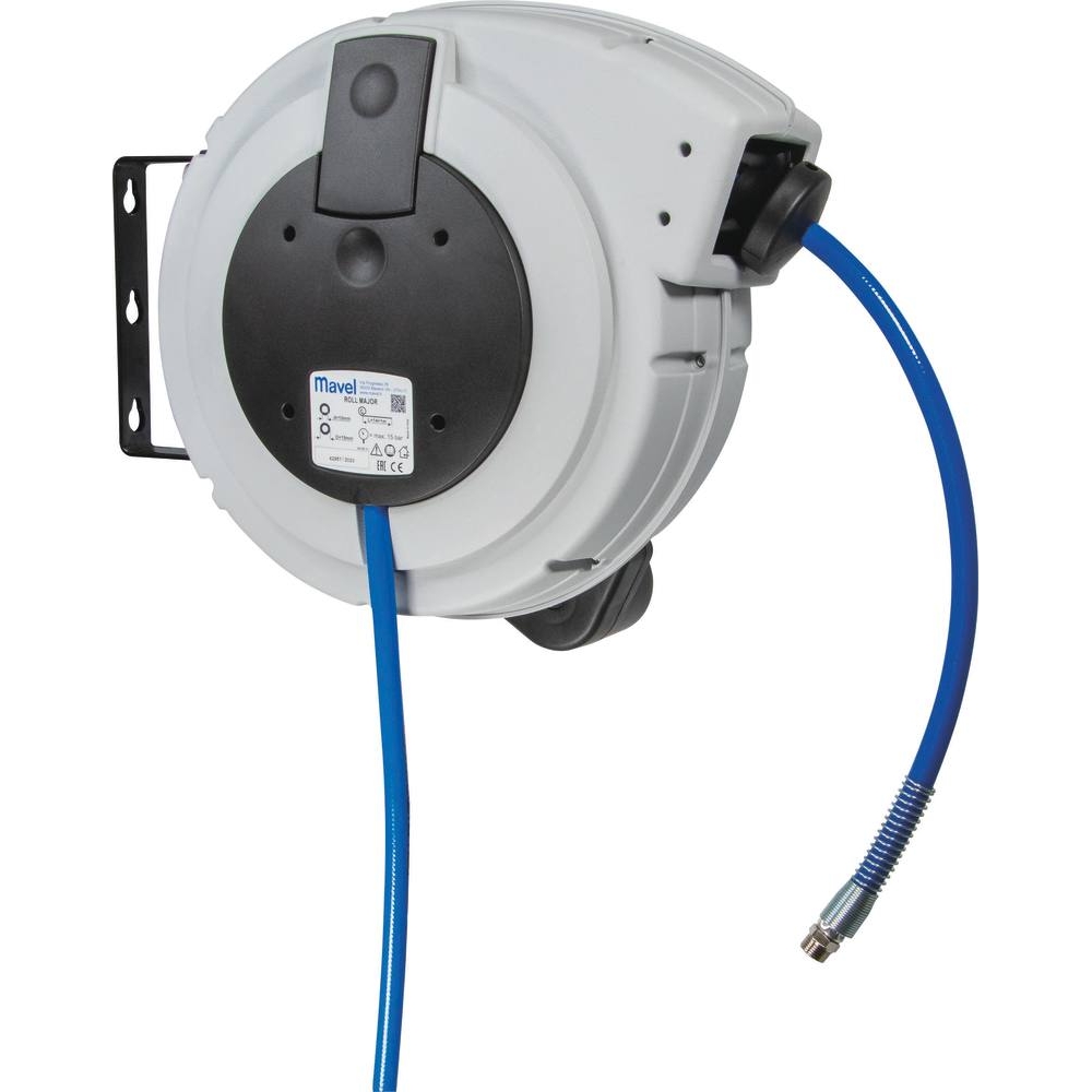 Enrouleur automatique orientable de tuyau d'air polyuréthane 15 bar 10x15mm 14+1m 3/8