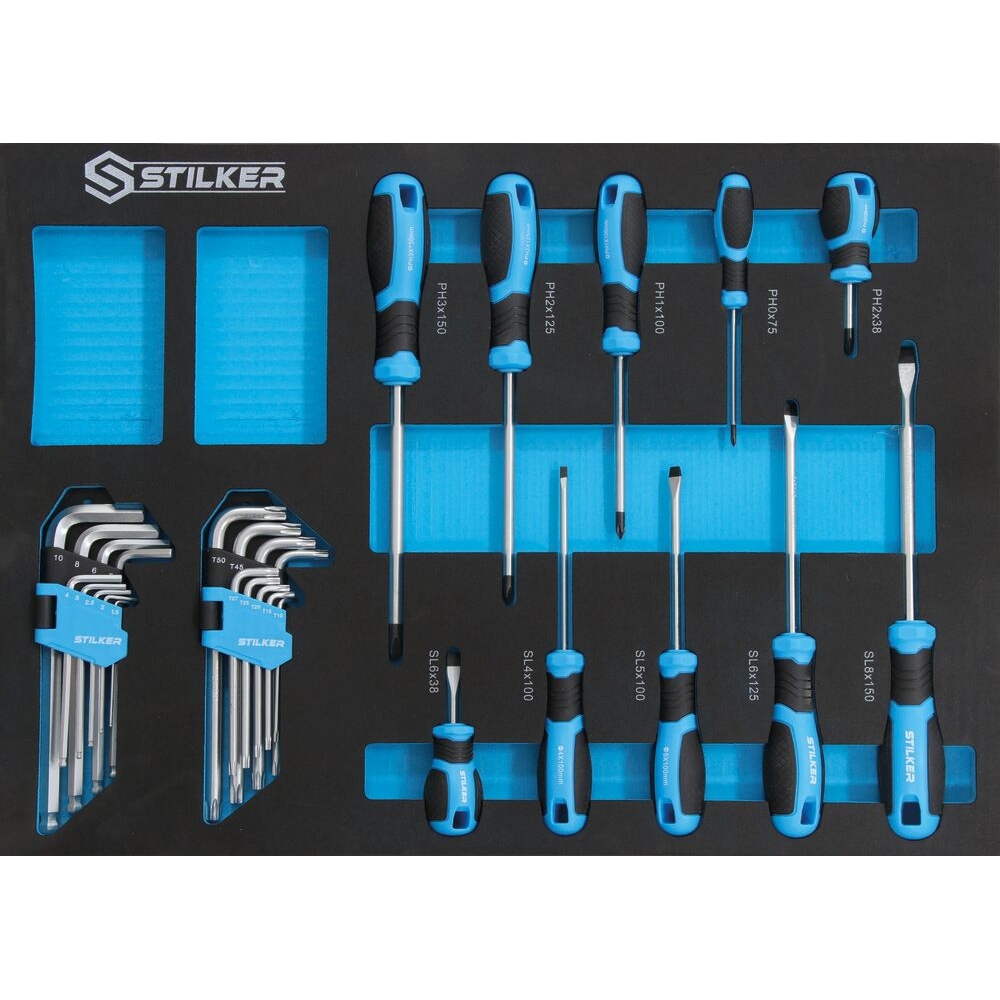 Module mousse 527x387mm tournevis, clés mâles - 28 pcs STILKER - 09603
