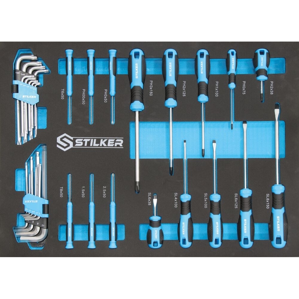 Module mousse 527x387mm tournevis clés mâles - 34 pièces - STILKER - 09635