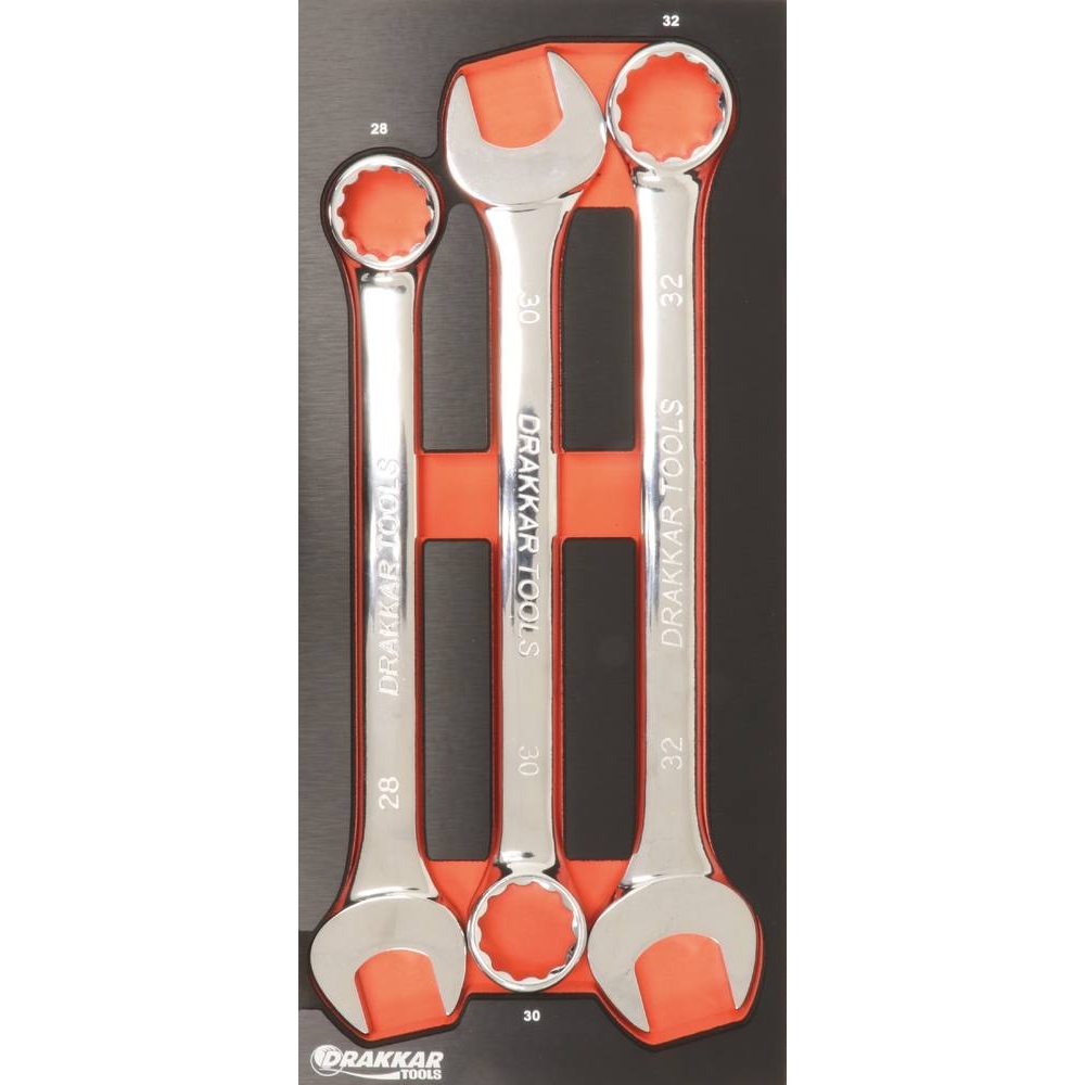 Module mousse 395x178mm métal clés mixtes 28 à 32mm - 3 pcs DRAKKAR TOOLS - 09704