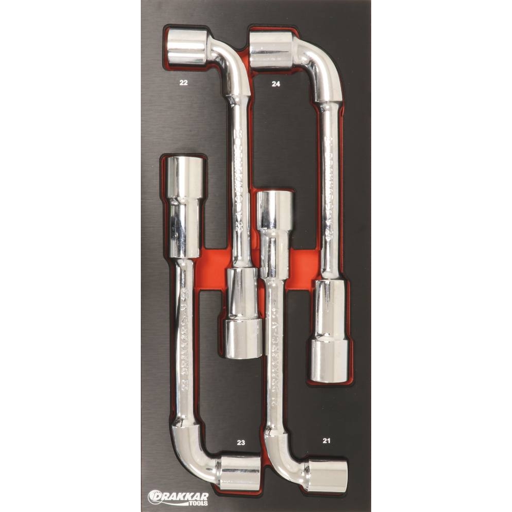 Module mousse 395x178mm métal clés à pipe 21 à 24mm - 4 pcs DRAKKAR TOOLS - 09708