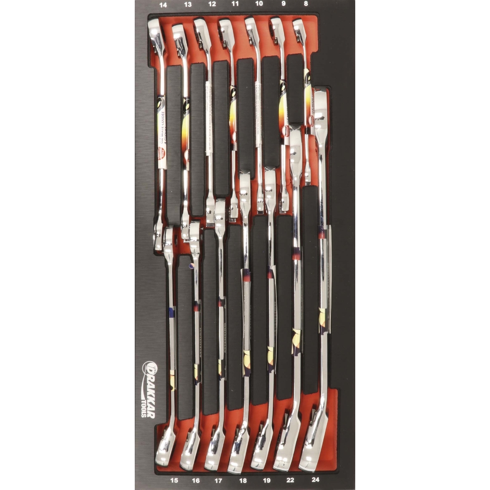 Module mousse finition metal cles mixtes a cliquets DRAKKAR TOOLS - 09717