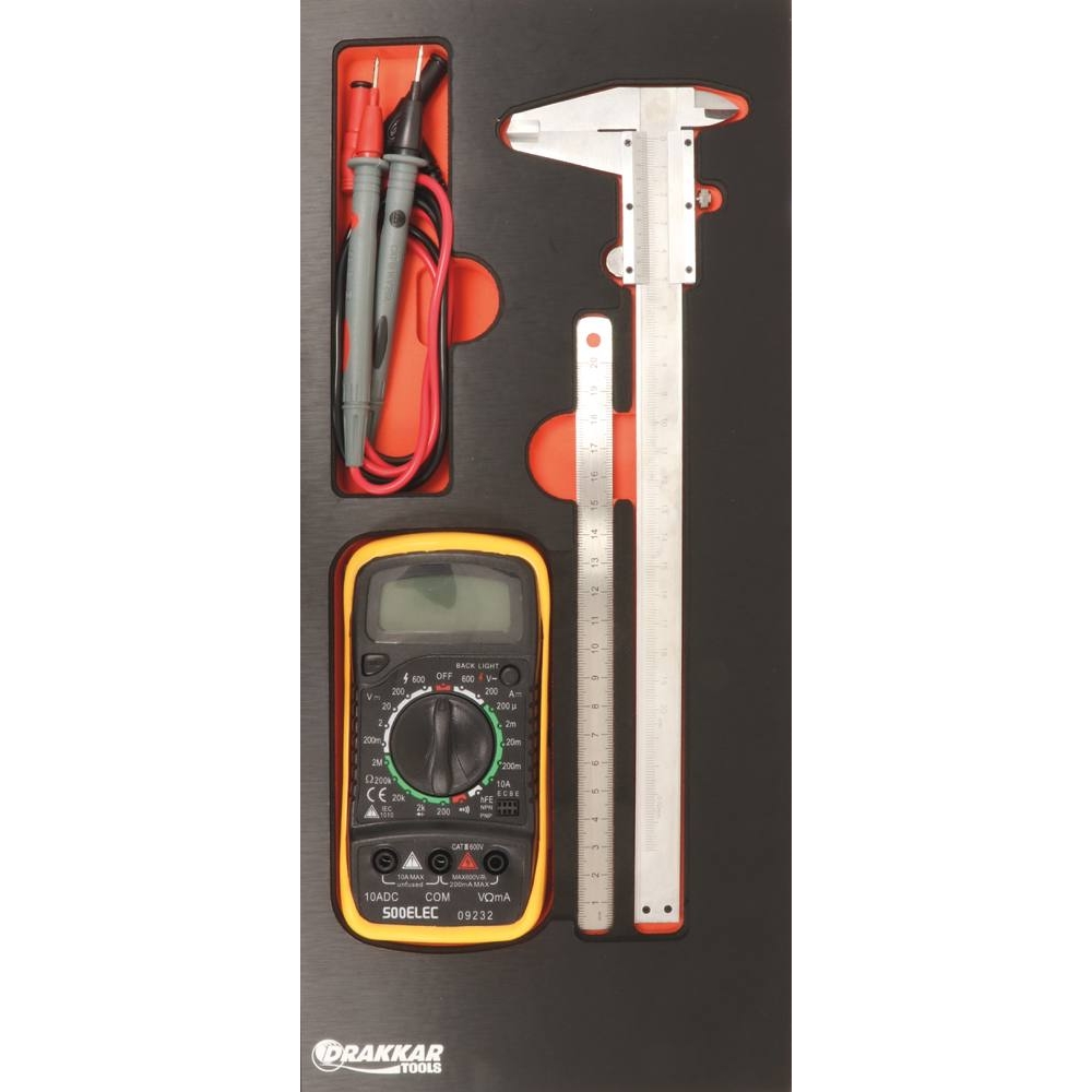 Module mousse 395x178mm métal multimètre/pied à coulisse - 2 pcs DRAKKAR TOOLS - 09719