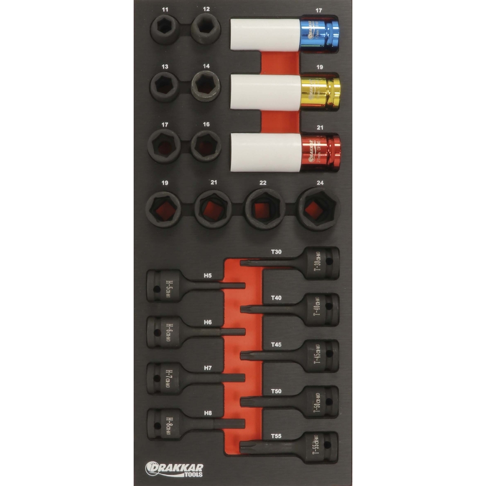 Module mousse finition metal douilles a choc DRAKKAR TOOLS - 09722