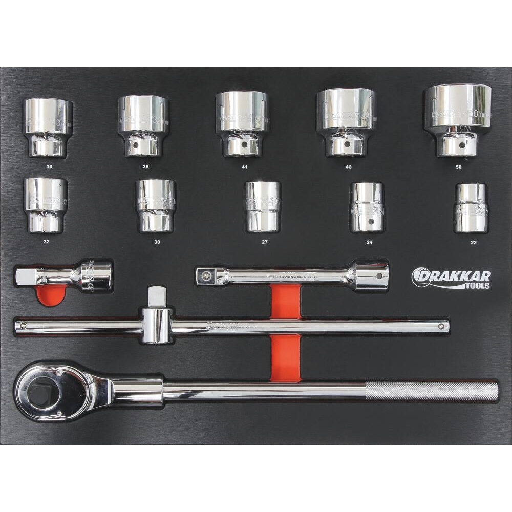 Module mousse 534x395mm métal douilles/cliquet 3/4