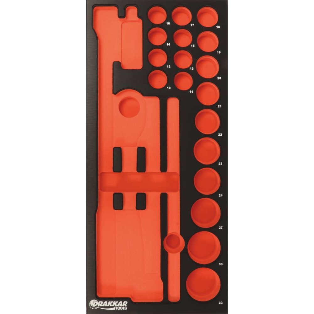 Module mousse 395x178mm métal vide pour douilles/cliquet 1/2