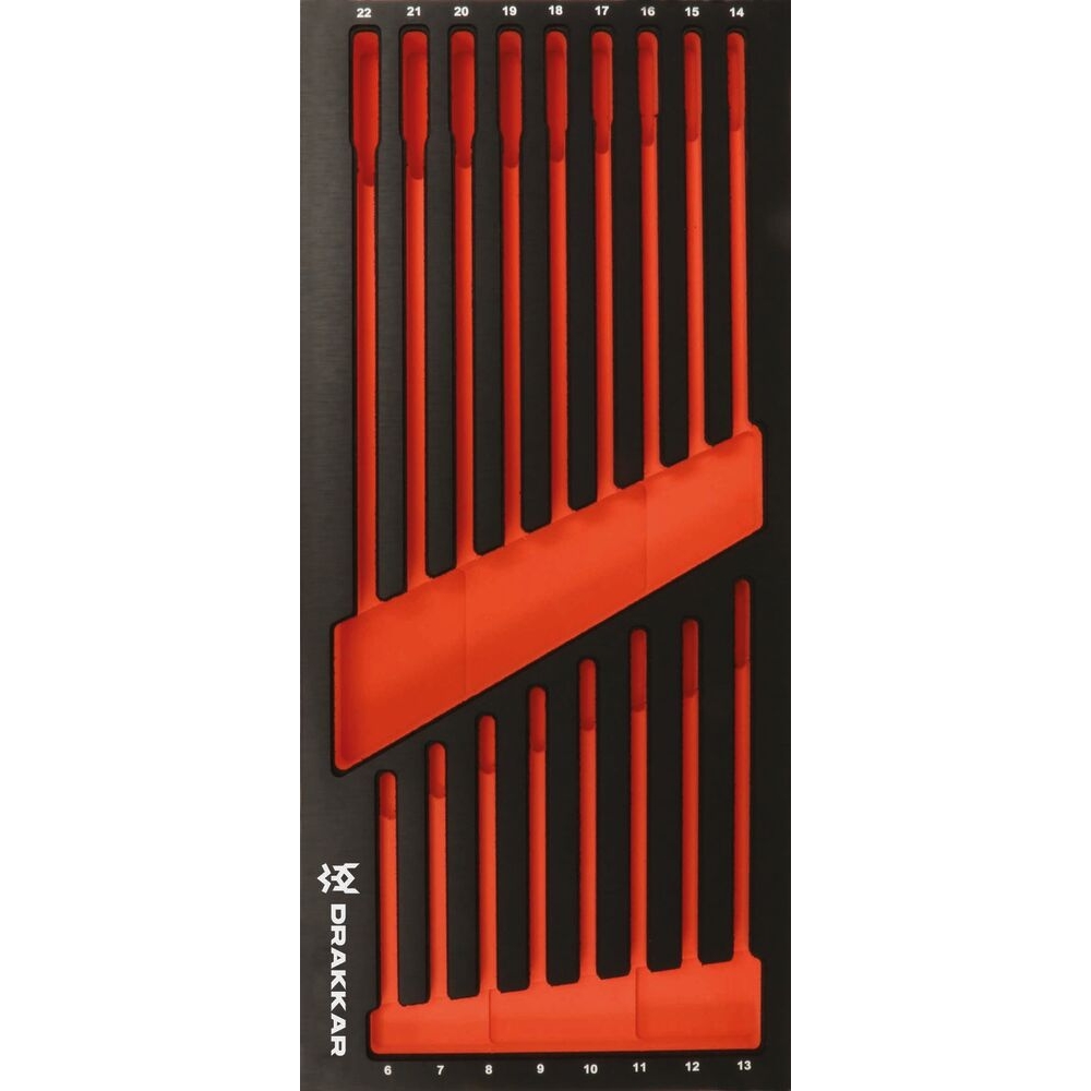 Module mousse 395x178mm métal vide pour clés mixtes 6 à 22mm DRAKKAR TOOLS - 09756