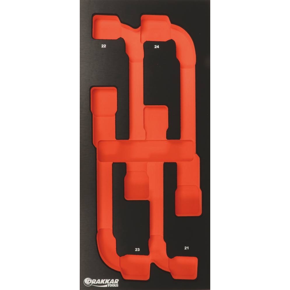 Module mousse 395x178mm métal vide pour clés à pipe 21 à 24mm DRAKKAR TOOLS - 09758