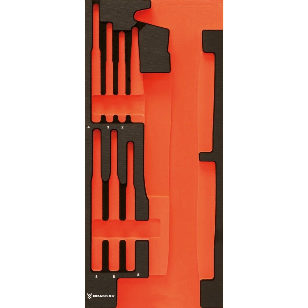 Module mousse 395x178mm métal vide pour marteau/burin/chasse-goupille DRAKKAR TOOLS - 09765