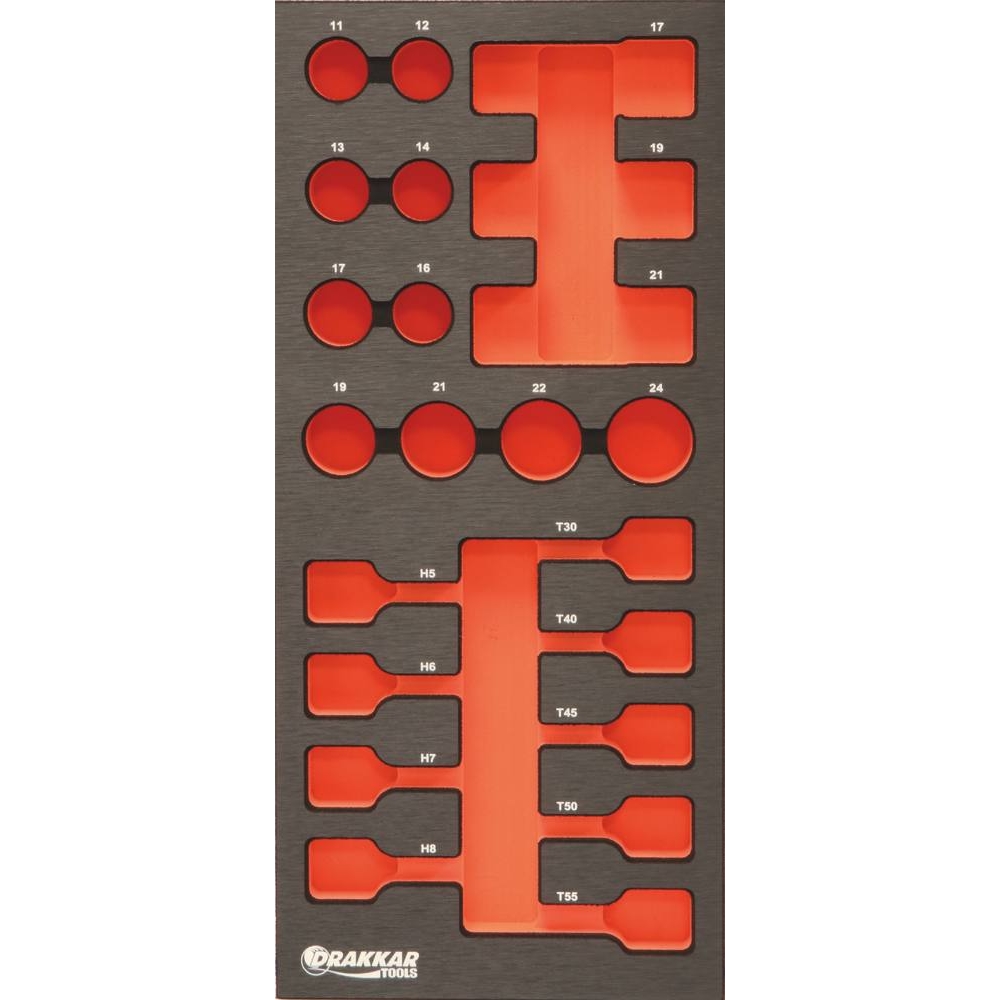 Module mousse 395x178mm métal vide pour douilles à choc DRAKKAR TOOLS - 09770