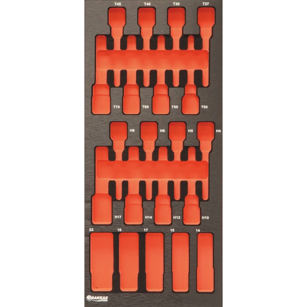 Module mousse 395x178mm métal vide pour douilles longues/embouts Torx et hexagonal DRAKKAR TOOLS - 09773