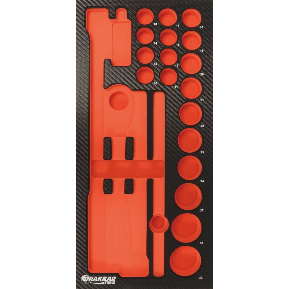Module mousse 402x189mm carbone vide pour douilles/cliquet 1/2