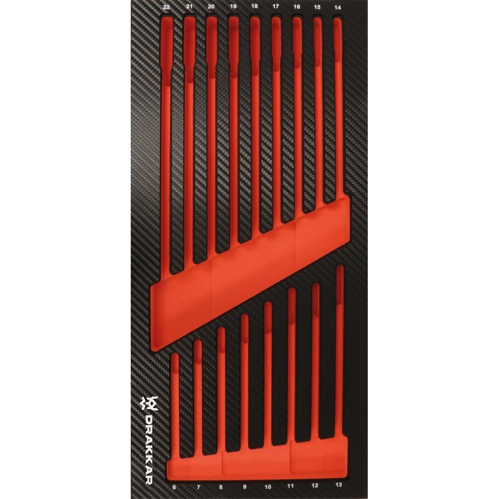 Module mousse 402x189mm carbone vide pour clés mixtes 6 à 22mm DRAKKAR TOOLS - 09806