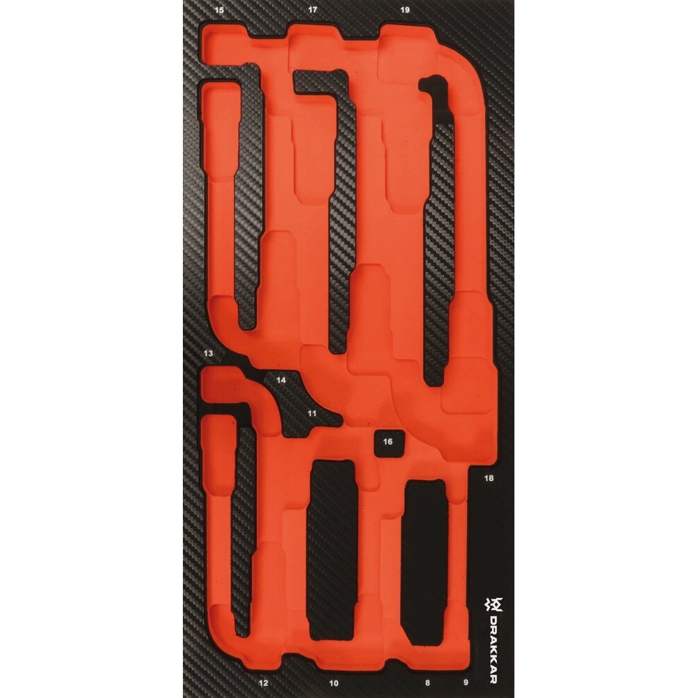Module mousse 402x189mm carbone vide pour clés à pipe 8 à 19mm DRAKKAR TOOLS - 09807