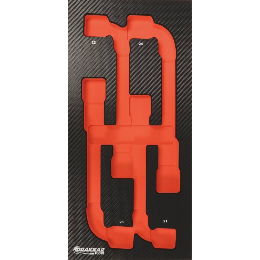 Module mousse 402x189mm carbone vide pour clés à pipe 21 à 24mm DRAKKAR TOOLS - 09808