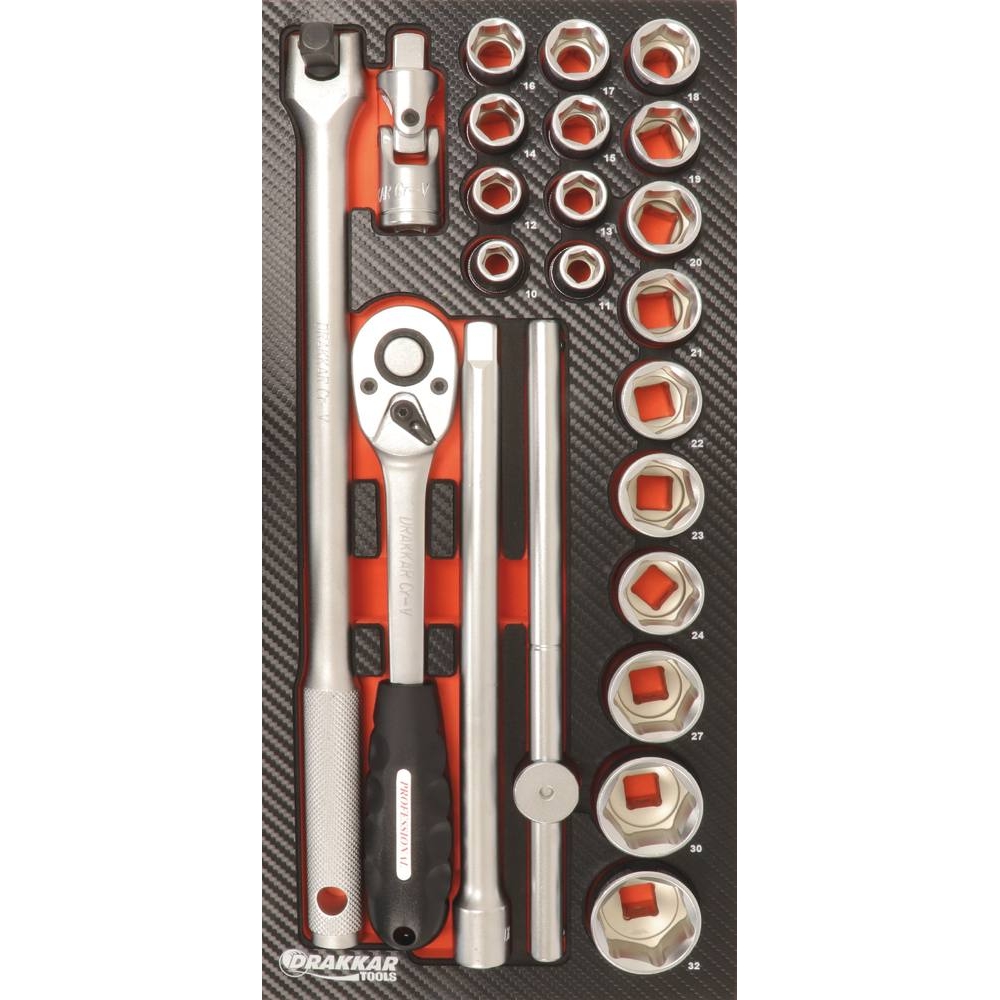 Module mousse 402x189mm carbone douilles/cliquet 1/2