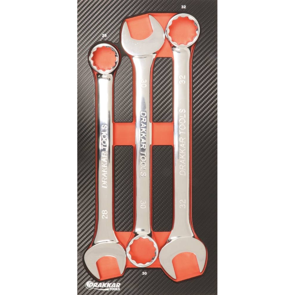 Module mousse 402x189mm carbone clés mixtes 28 à 32mm - 3 pcs DRAKKAR TOOLS - 09870