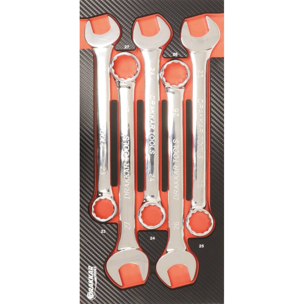 Module mousse 402x189mm carbone clés mixtes 23 à 27mm - 5 pcs DRAKKAR TOOLS - 09871