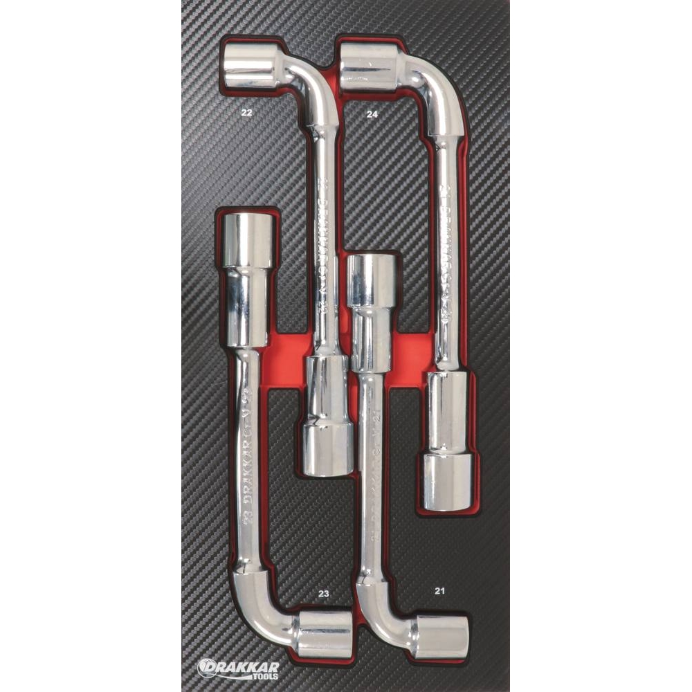 Module mousse 402x189mm carbone clés à pipe 21 à 24mm - 4 pcs DRAKKAR TOOLS - 09874