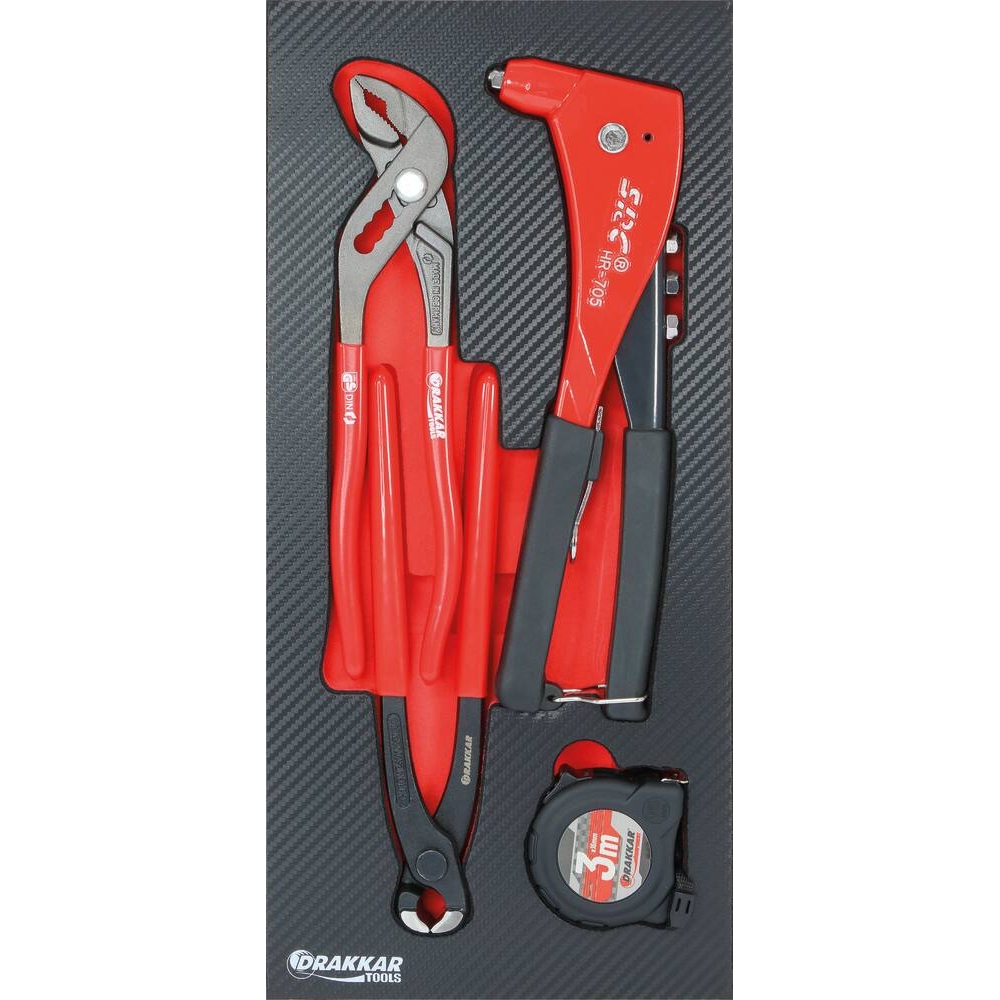 Module mousse 402x189mm carbone pinces/tenaille/mesure - 4 pcs DRAKKAR TOOLS - 09878