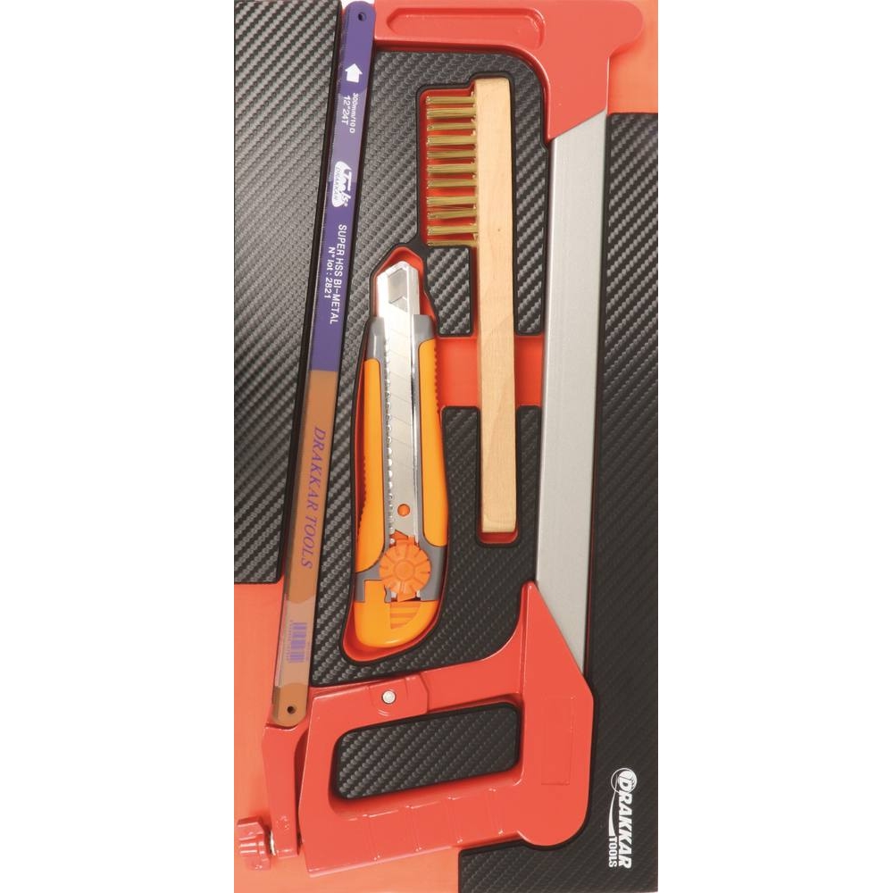 Module mousse 402x189mm carbone scie/lames/cutter/brosse - 13 pcs DRAKKAR TOOLS - 09879