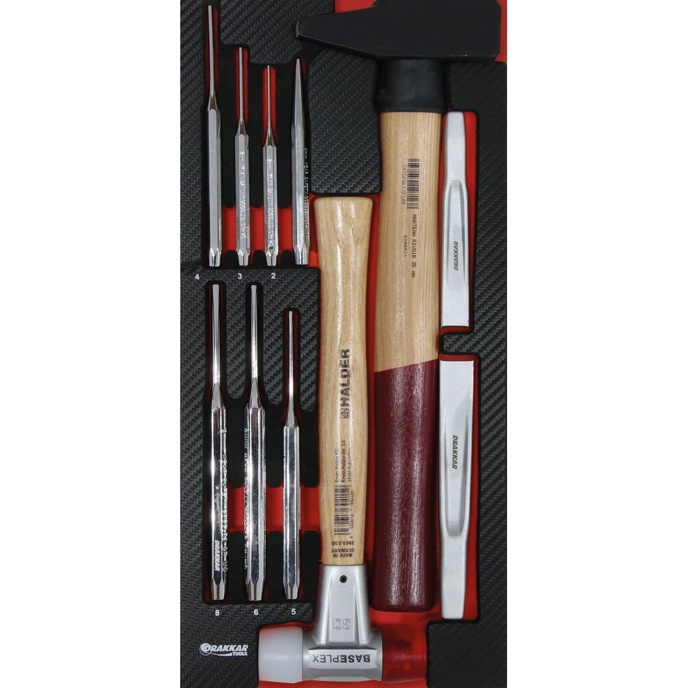Module mousse 402x189mm carbone marteau/burin/chasse-goupille - 11 pcs DRAKKAR TOOLS - 09881