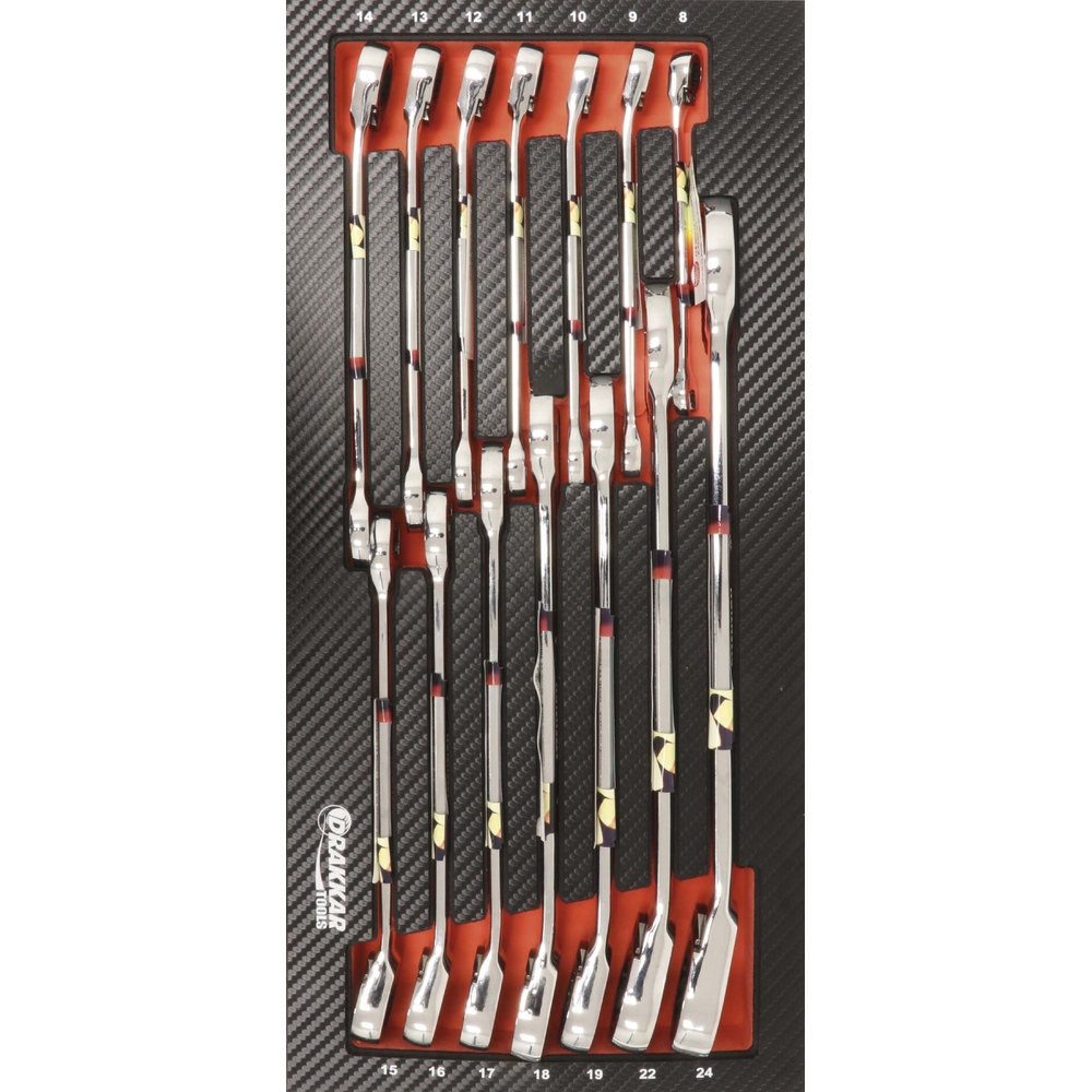 Module mousse finition carbone cles mixtes a cliquets DRAKKAR TOOLS - 09882