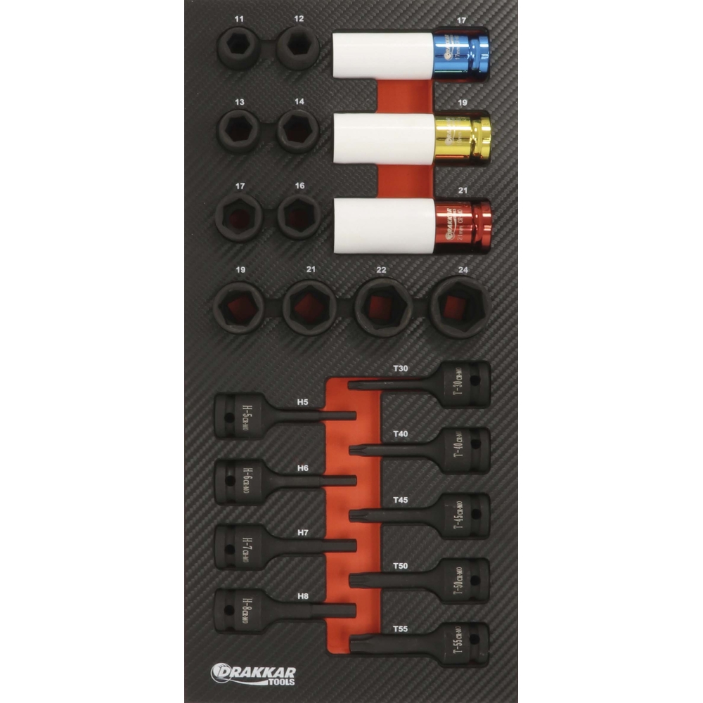Module mousse finition carbone douilles a choc DRAKKAR TOOLS - 09886