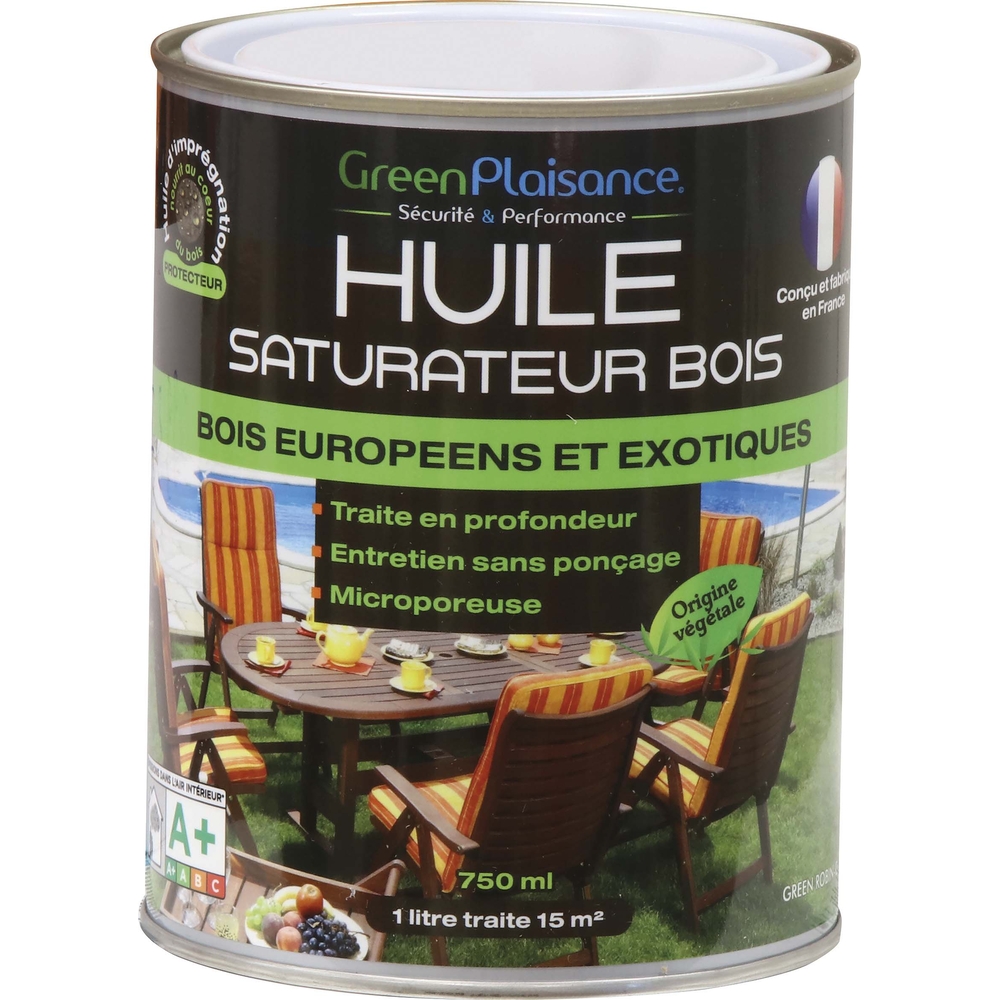 Huile saturateur spéciale mobilier teck et bois - pot de 750ml GREEN PLAISANCE - 09937