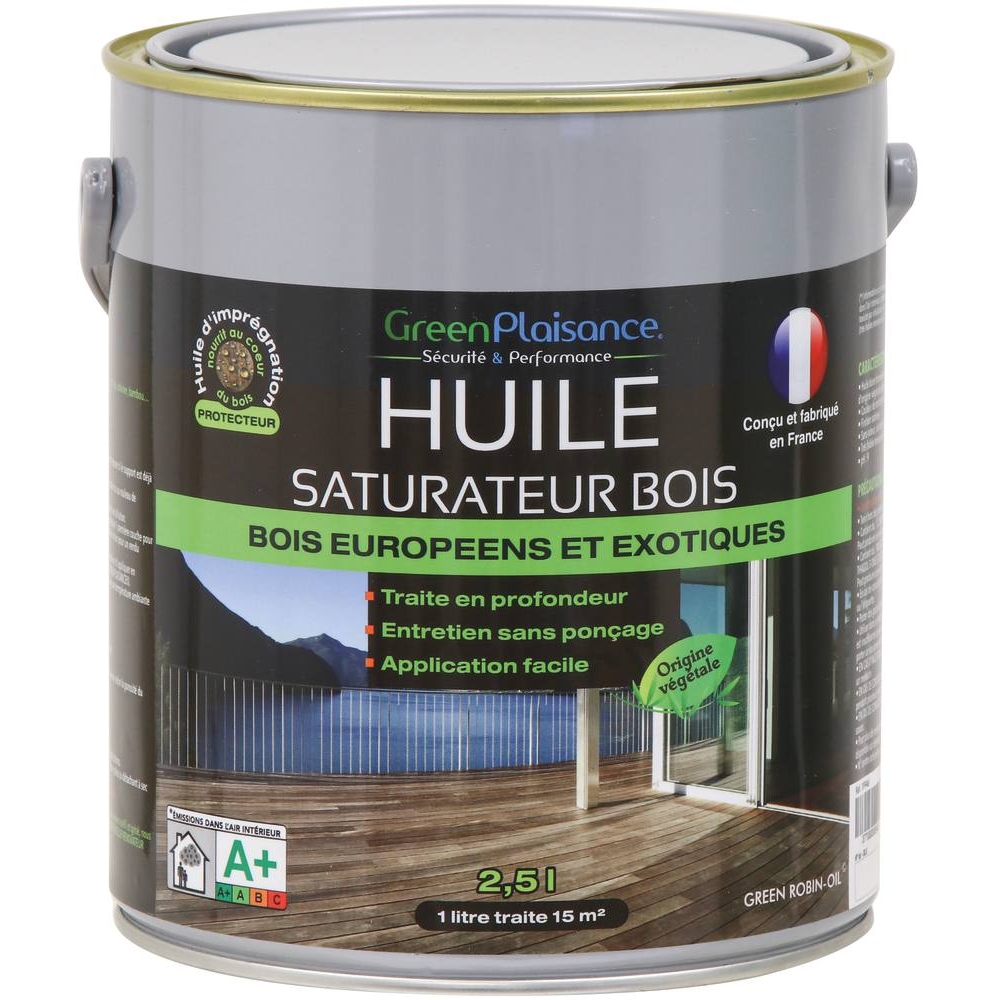 Huile saturateur spéciale terrasse en bois - pot de 2,5L GREEN PLAISANCE - 09946