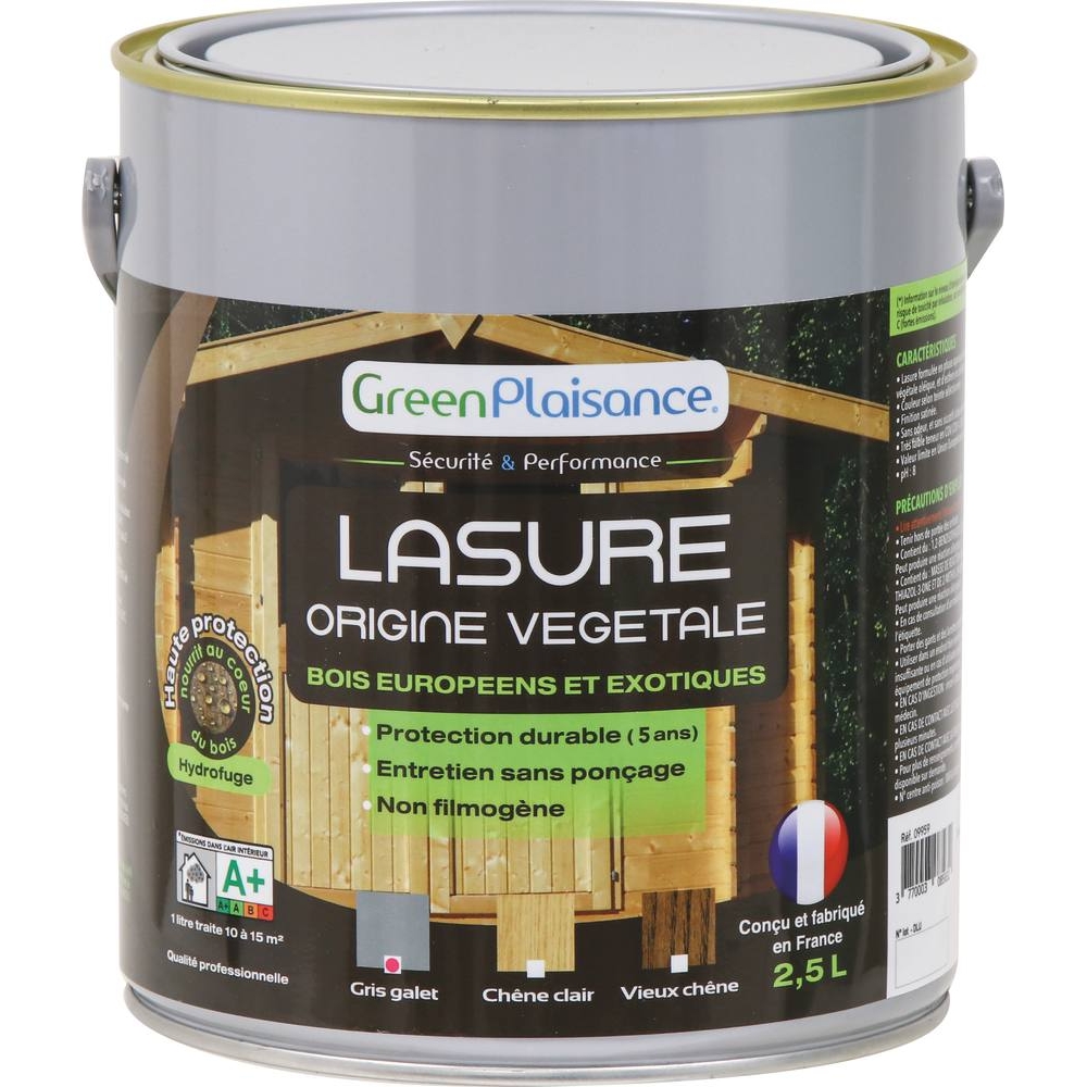 Lasure écologique abris de jardin gris galet - pot de 2,5L GREEN PLAISANCE - 09959