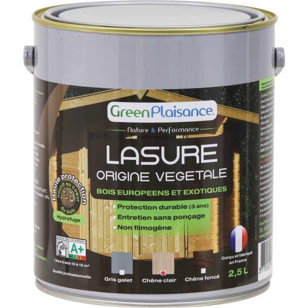 Lasure écologique abris de jardin chêne clair - pot de 2,5L GREEN PLAISANCE - 09962