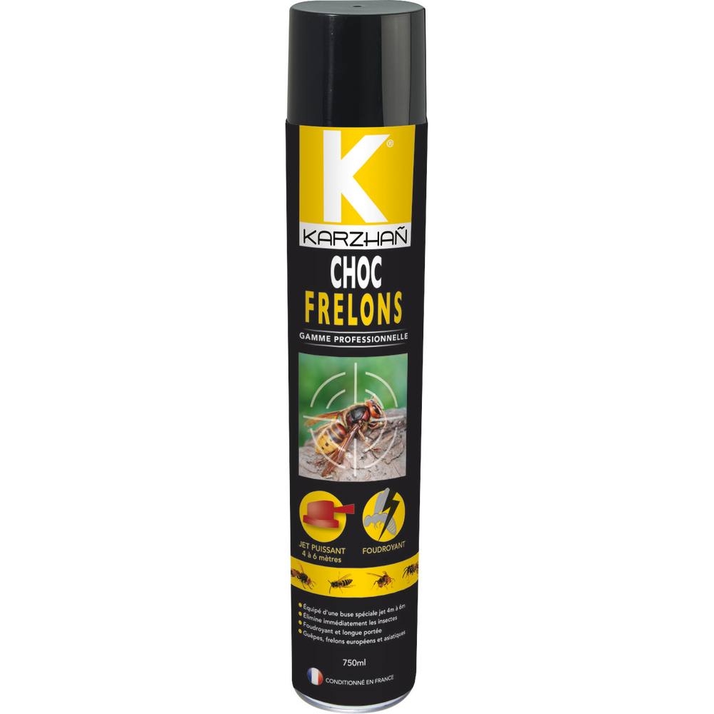 Insecticide CHOC GUEPES-FRELONS - aérosol de 750ml KARZHAN - 10058
