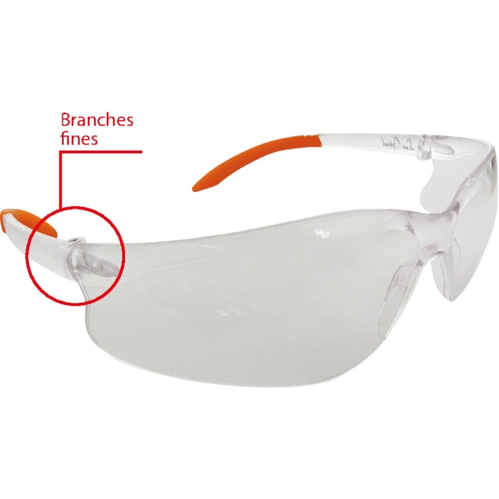 Lunettes de protection incolores avec branches fines DRAKKAR - 10420