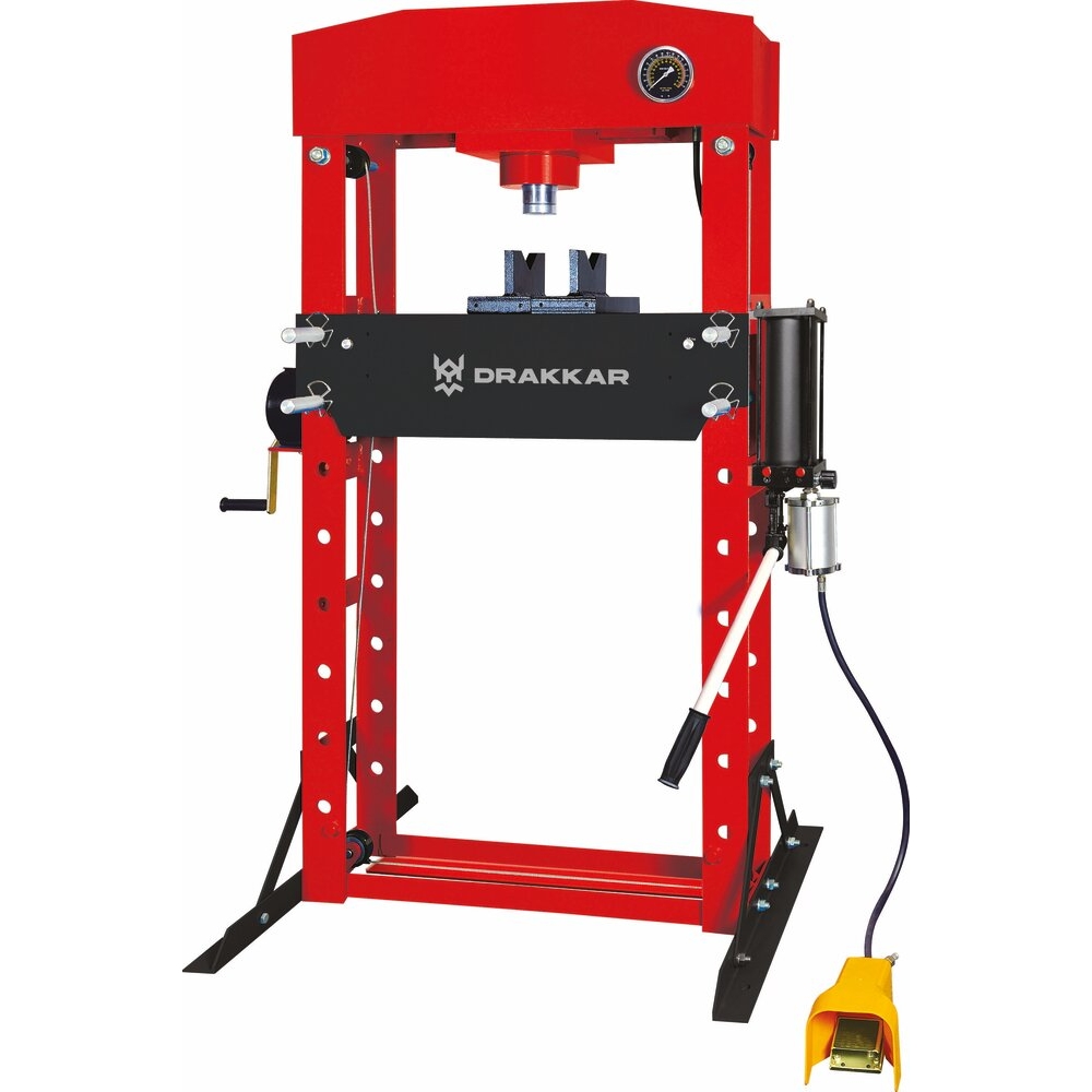 Presse d'atelier manuelle et pneumatique 50T b&acirc;ti soud&eacute; DRAKKAR - 10550