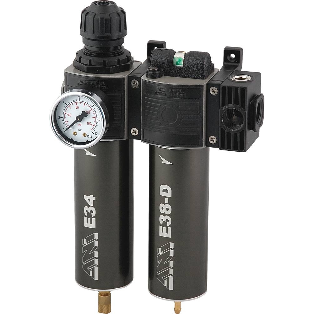 Filtre régulateur/microfiltre/déshuileur + bride de prélèvement d'air femelle 1/2