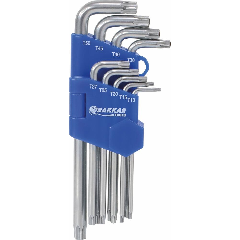 Clés Torx alésées longues de TT10 à TT50 - étui pivotant de 9 pcs DRAKKAR TOOLS - 10654