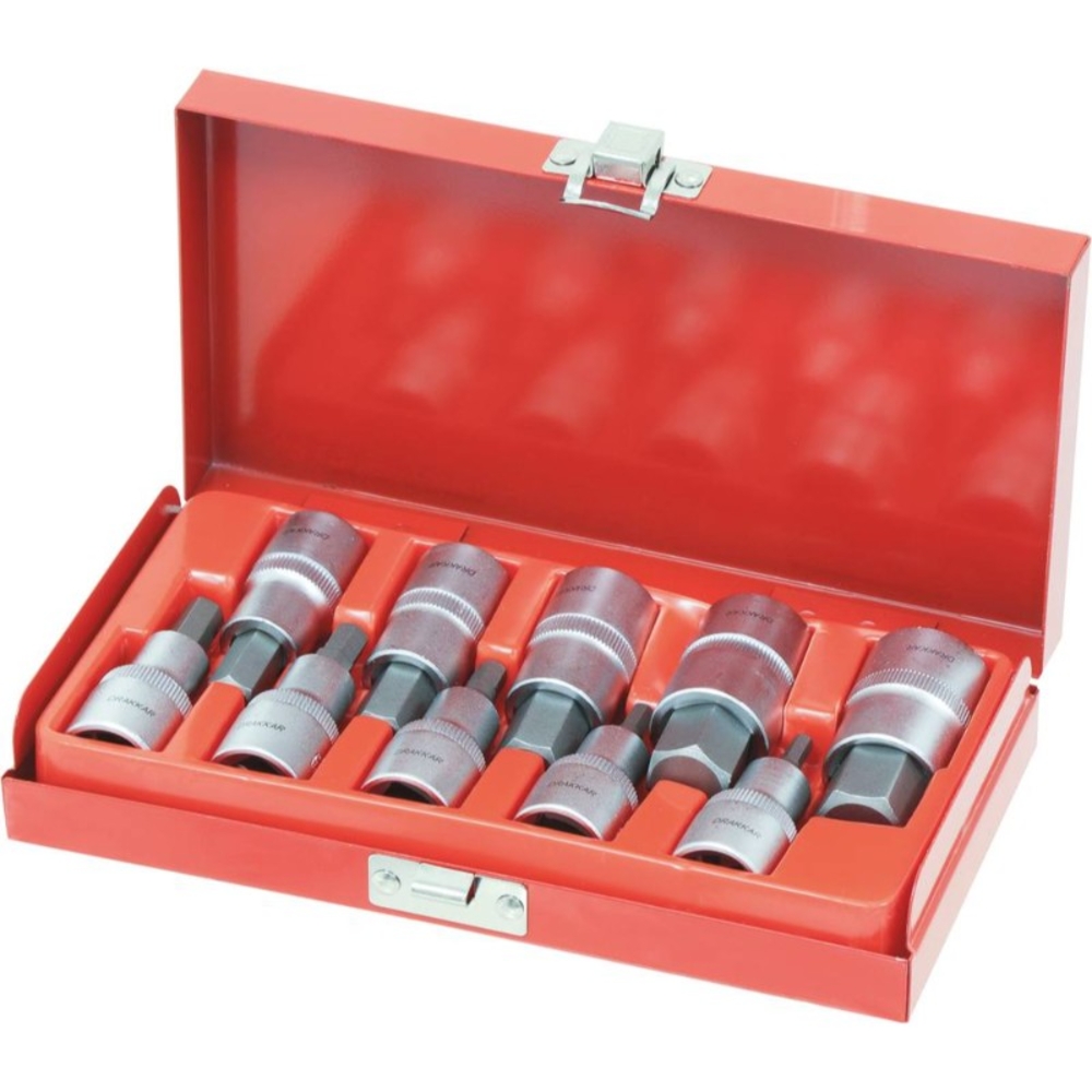 Coffret 10 embouts et douilles hex. 1/2' 4 à 19mm DRAKKAR TOOLS - 10773