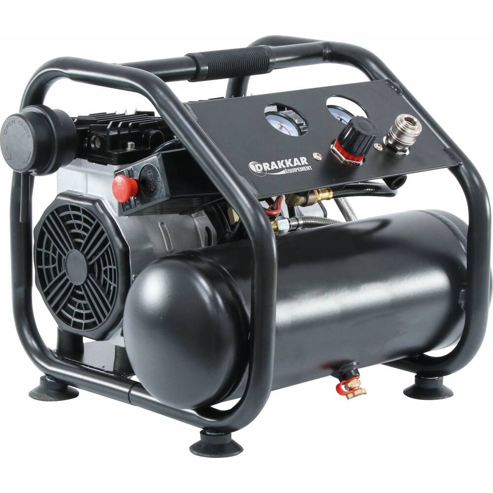 Compresseur silencieux 6L 8 bar 1,5CV 230V sans huile DRAKKAR - 11203