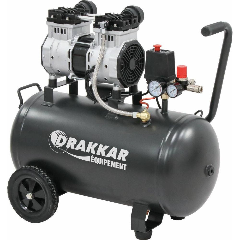 Compresseur silencieux 50L 8 bar 2CV 230V sans huile DRAKKAR 11213