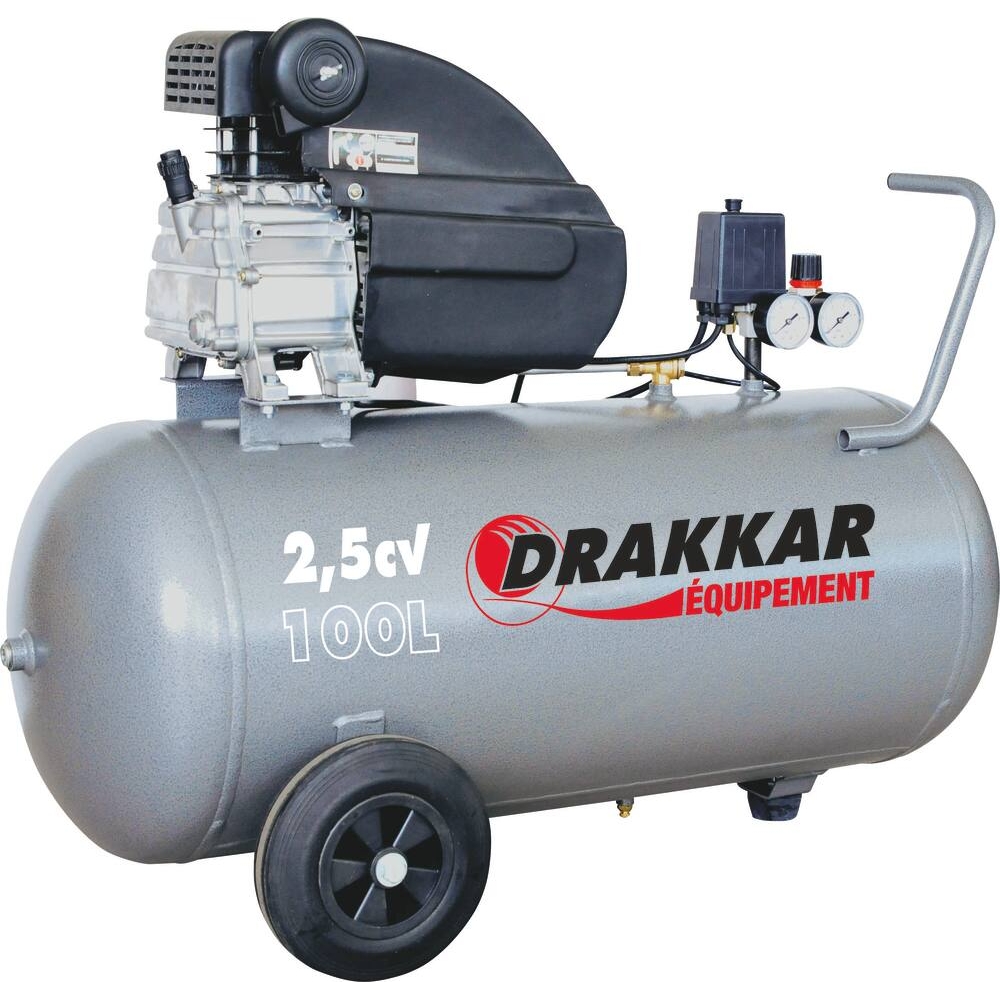 Compresseur 100L 8 bar 2,5CV 230V DRAKKAR sur roues 11232