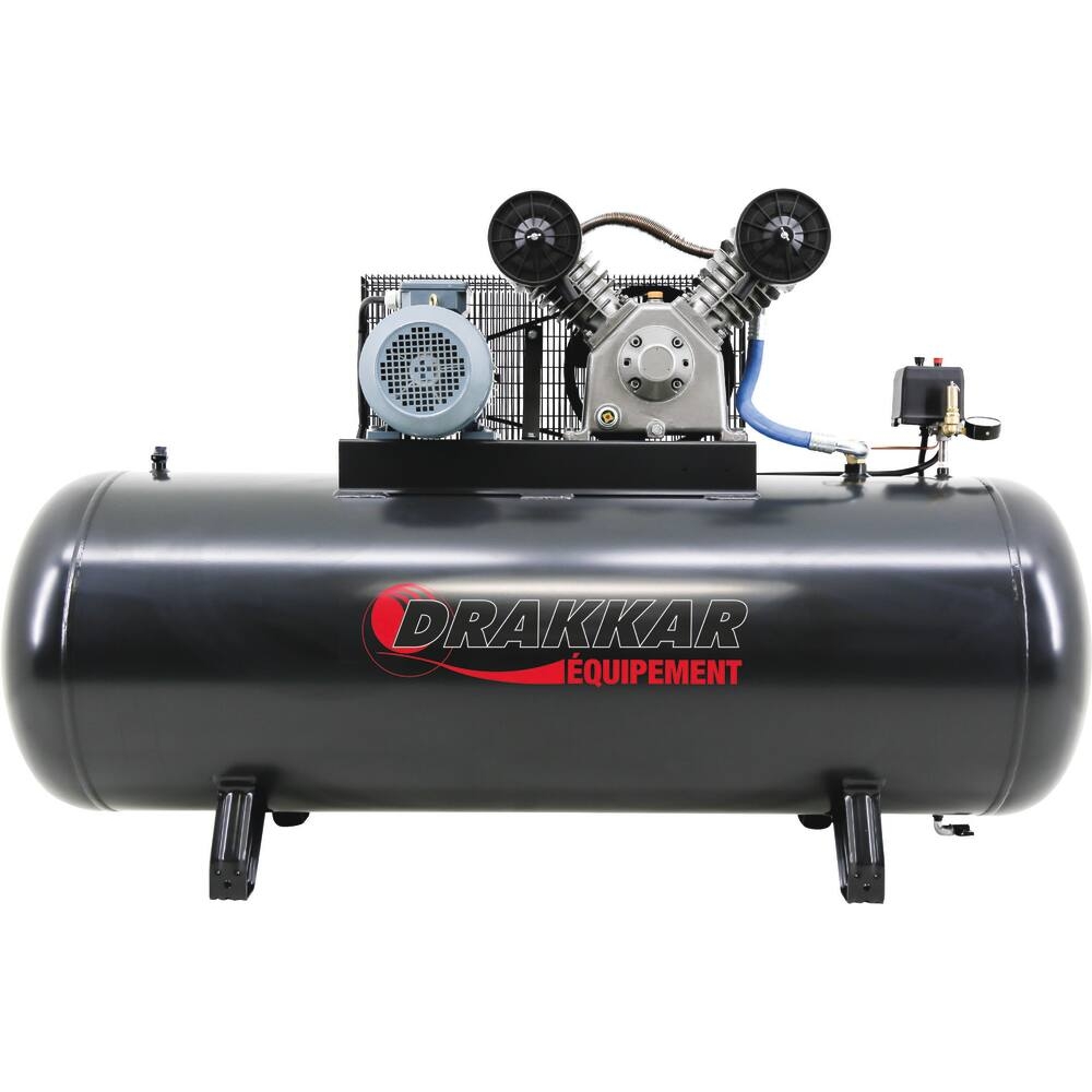 Compresseur tri cylindre fixe à courroie 500L 7,5CV tête en V 400V DRAKKAR 11238
