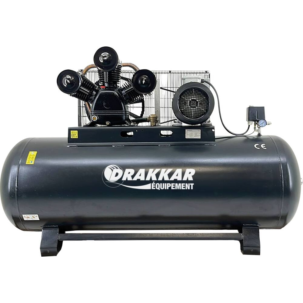 Compresseur fixe à courroie 500L 10CV tête en V 400V DRAKKAR 11239