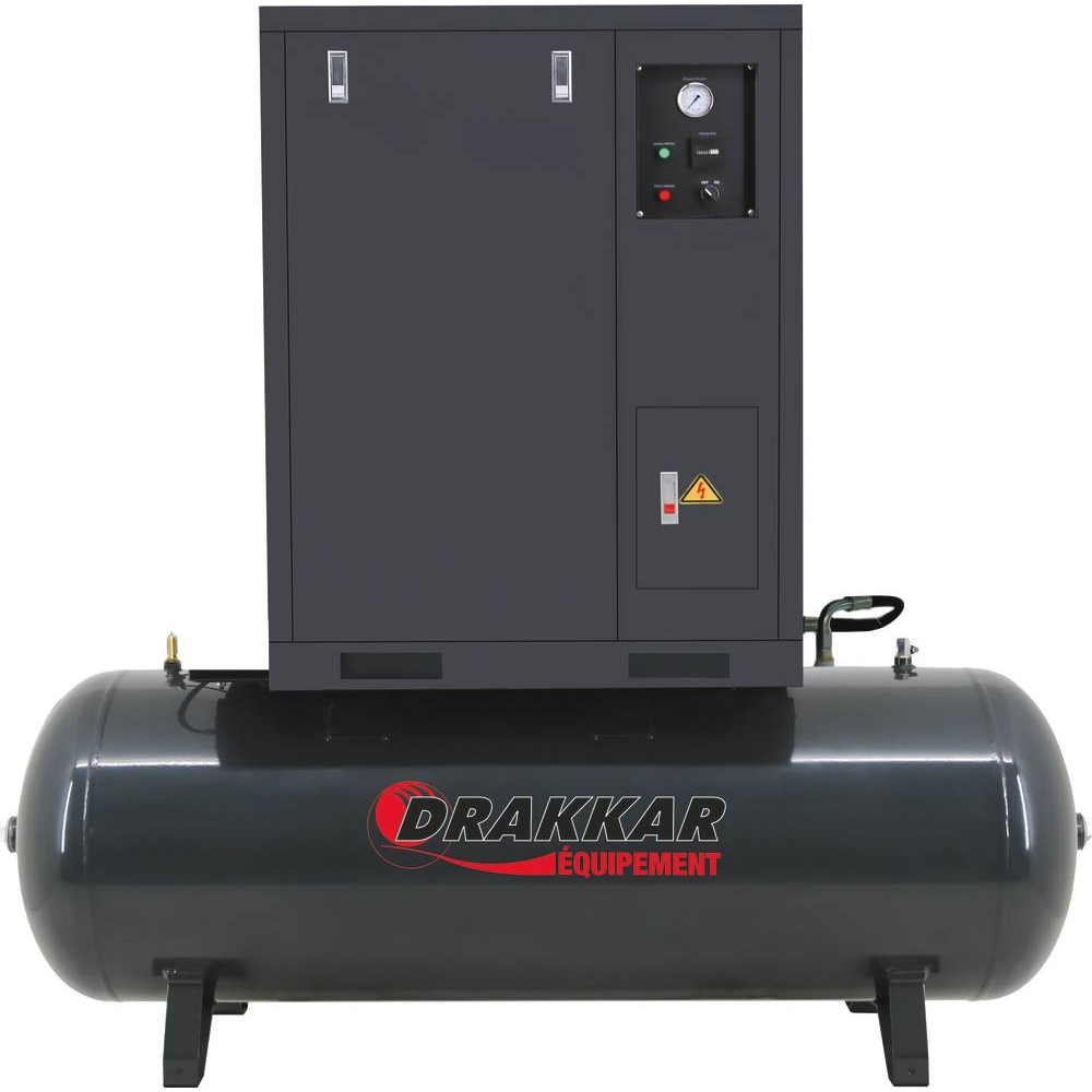 Compresseur fixe courroie insonorisé cuve horizontale 500L 7,5CV 400V DRAKKAR 11242